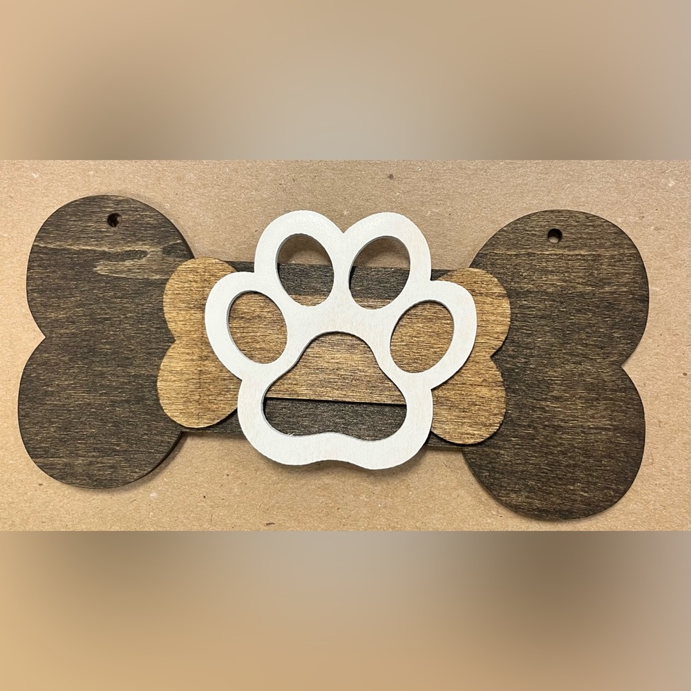 Wooden bone/Paw Print Wall Decor